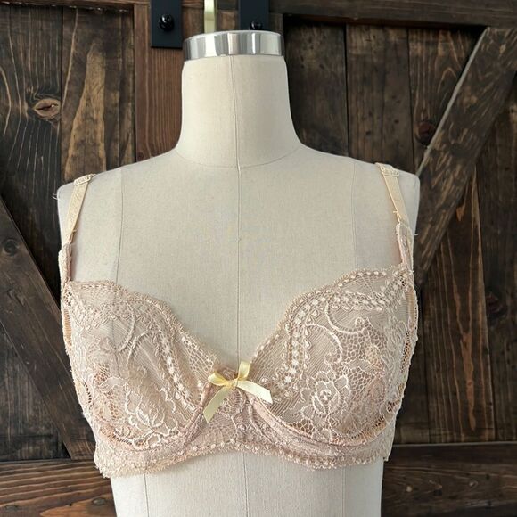 Bella lace unlined wired nude bra 36C - Picture 1 of 11
